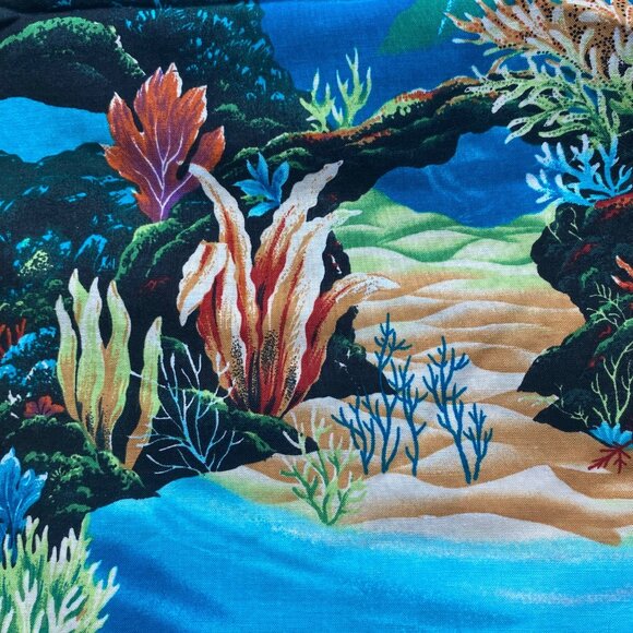 Hoffman International Woodblocks Under water fabric coral seascape quilting 5 yd - Picture 2 of 4